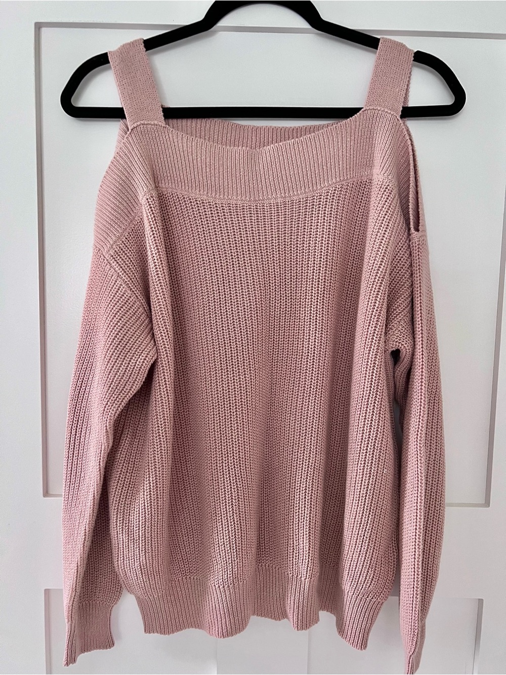 Off-the-Shoulder Blush Pink Knit Sweater